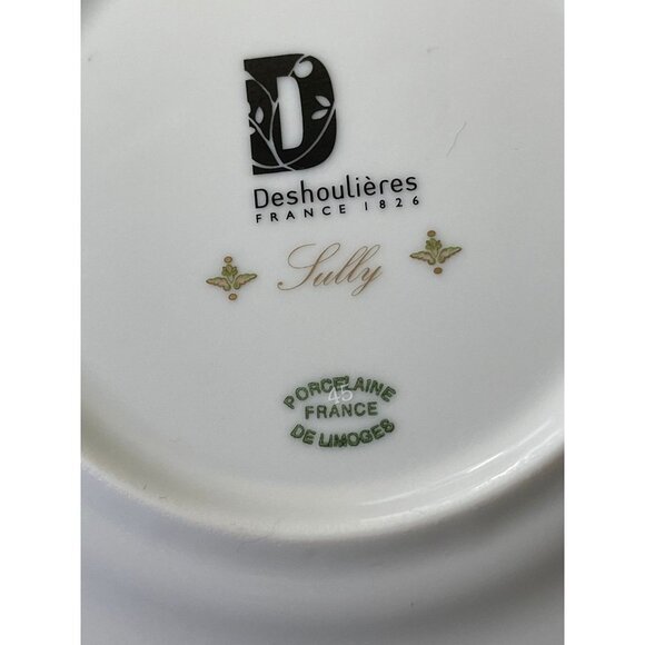 Deshoulieres France Sully Green Bread and Butter Plate 6 1/8 1406C Porcelain NWT - Picture 5 of 6